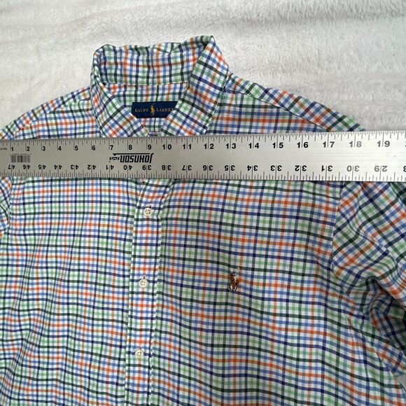 Ralph Lauren Mens Multicolor Gingham Button-Down Shirt Large Cotton Long Sleeve - Picture 6 of 8